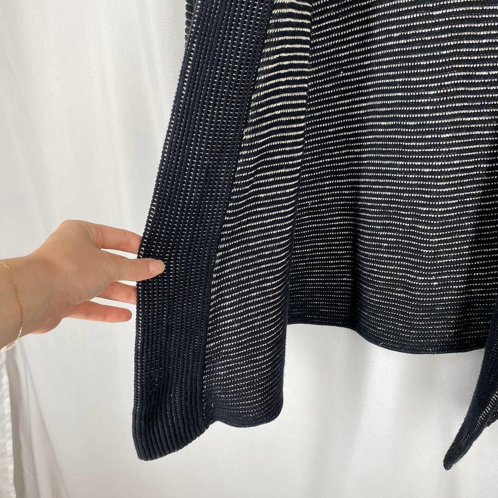 Eileen Fisher Open Front Cardigan Sweater Black White Silk Linen Fall S - Picture 5 of 8